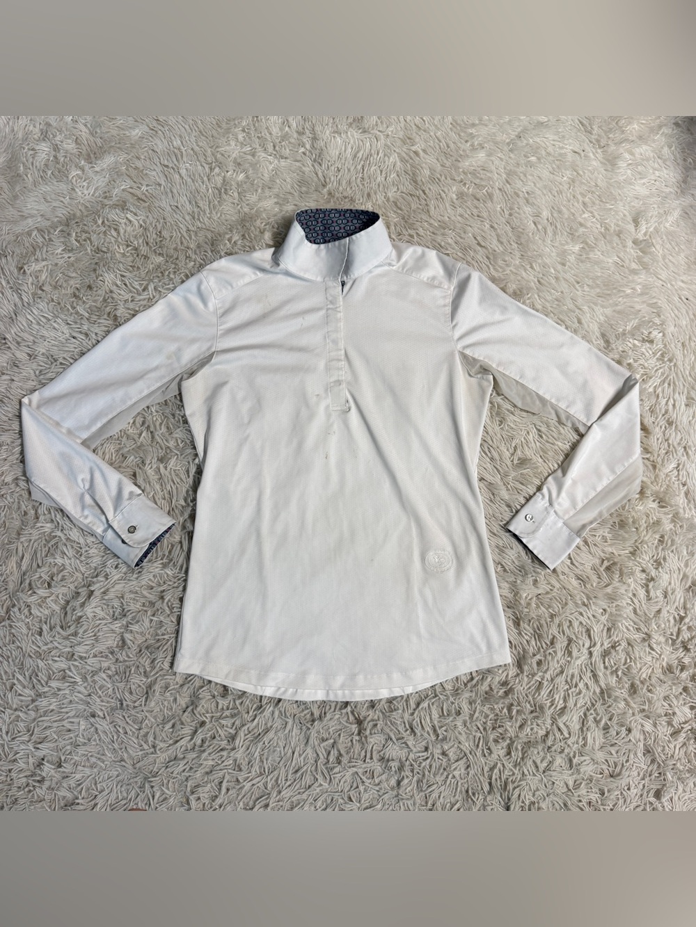Women’s Medium White Essex Classics Long Sleeve Horseback Riding Show Shirt